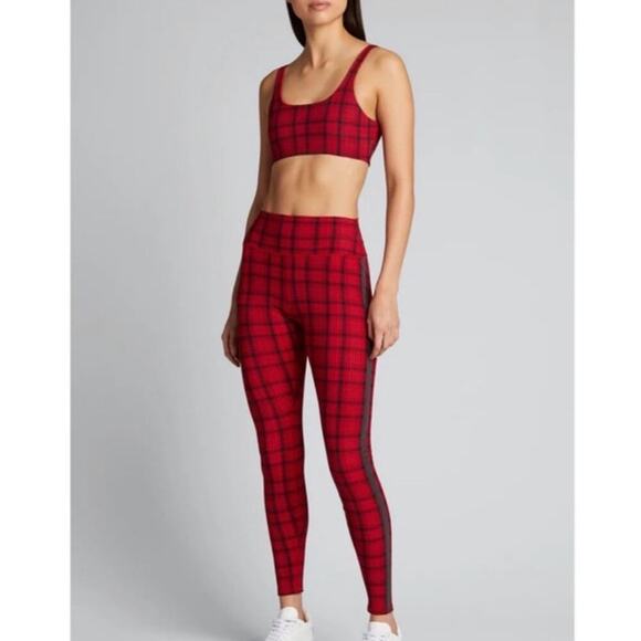 Alo Yoga Occasion Plaid Active Leggings in Red Size XS - Picture 1 of 5
